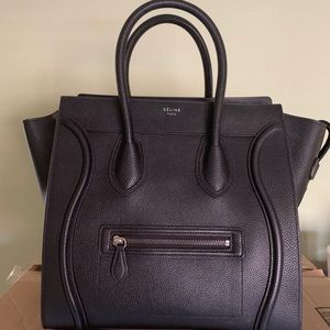 Celine black drummed micro luggage tote